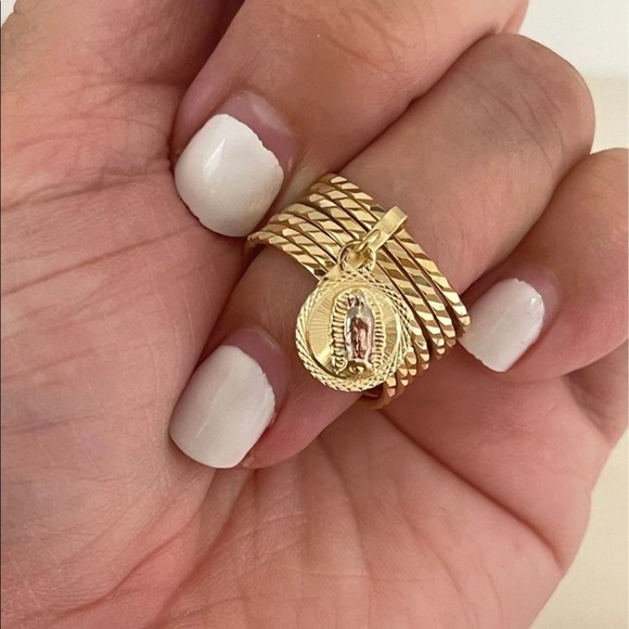 18k Gold Filled Virgen Guadalupe Semanario Ring - Picture 2 of 8